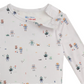 The Magnetic Me Baby Boys' and Boys' Love You a Bot Modal PJ Set features a long-sleeved white shirt with colorful robot and bear illustrations and an overlapping shoulder collar, perfect for kids' sleepwear.