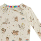 The Magnetic Me Baby and Kids' Where The Wild Things Are PJ Set features cream-colored long sleeves, illustrated characters, colorful collar trim, and is made with soft RightFit fabric for all-night comfort.