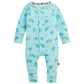 Dress your little one in the Magnetic Me Baby Boys' Sketch-a-Saurus Modal Convertible Coverall—crafted from soft modal fabric for ultimate comfort, featuring playful colorful dinosaur prints on light blue, long sleeves, covered feet, and rainbow-striped neckline trim. Effortless changes are made easy with convenient magnetic closures.