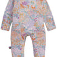 Baby Girls’ Arabella Modal Footie by Magnetic Me, featuring long sleeves and a colorful floral print, shown flat on a white background.