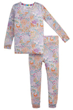 The Baby Girls’ and Girls’ Arabella Modal Long Sleeve Pajama Set by Magnetic Me features a colorful floral print on soft modal with a cozy top and matching pants.
