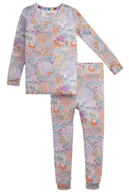 The Baby Girls’ and Girls’ Arabella Modal Long Sleeve Pajama Set by Magnetic Me features a colorful floral print on soft modal with a cozy top and matching pants.