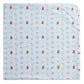 The Magnetic Me Nursery Nostalgia Modal Blanket in light blue showcases a charming repeated pattern of brown bears, blue elephants, ducks, rattles, and baby shoes. Crafted from temperature-regulating modal fabric, this blanket is perfect as a stroller accessory to keep your little one cozy and comfortable in every season.