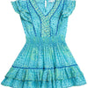 Poupette St Barth Girls' Camila Mini Dress - Aqua Sea Water