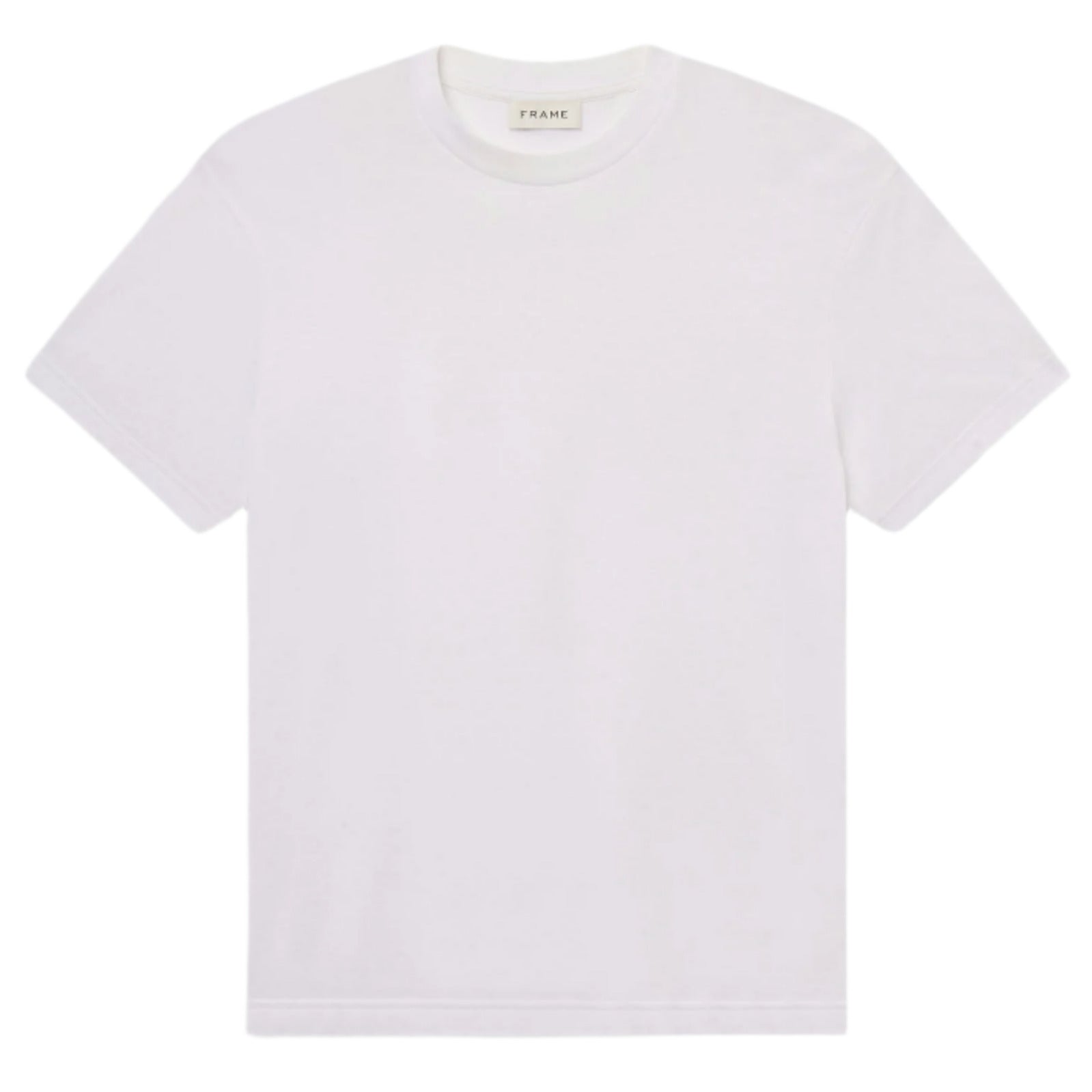 The Frame Light Cotton Tee, a short-sleeved lightweight Supima cotton crewneck, is laid flat against a white background.