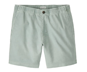 The Peter Millar Crown Weekend Short for men, shown in light green on a white background, features an elasticized waist, button closure, two front pockets, and is crafted from soft stretch-cotton fabric.