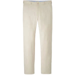 The Peter Millar Charlotte Performance Trouser is a pair of beige straight-leg trousers in stretch mélange fabric with a button and zip fly, shown front view on a plain white background.