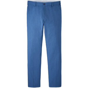 The Charlotte Performance Trouser by Peter Millar is a straight-leg blue pant made from stretch mélange fabric, featuring belt loops, side pockets, and a front button closure for classic style with modern performance.