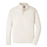The Peter Millar Stealth Stripe Performance Quarter-Zip is a lightweight, long-sleeve, off-white pullover with a standing collar, shown on a white background.