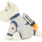 The Munro Scottie Dog Space Outfit by Jellycat features a plush white Scottie dog in a gray spacesuit with a rocket pack—a perfect gift for space dreamers and dog lovers alike!.