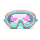 The Bling2o Sea Swim Mask by Bling2O comes in turquoise with pink butterfly designs on the lenses and features rhinestone embellishments around the border, providing UV protection for your eyes.