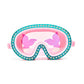 The Bling2o Sea Swim Mask by Bling2O features pink and teal colors, rhinestone trim, and butterfly-shaped lenses, all while providing UV protection—perfect for sunny days at the pool.