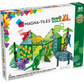 Magnatiles Dino World XL 50 Piece Set includes colorful magnetic tiles and dinosaur figurines. For ages 3-99. Choking hazard: not for children under 3.