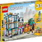 Box of LEGO® Creator Main Street, a 3-in-1 set from Legos - Toyhouse, featuring a detailed building scene with multiple configurations. Suitable for ages 9 and up, this building toy consists of 1,459 pieces.