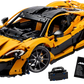 The LEGO® Technic™ McLaren P1™ Hypercar, by Legos - Toyhouse, is a 1:8 scale model with an open cockpit and detailed design. This orange sports car set features authentic accessories and a nameplate, perfect for enthusiasts.