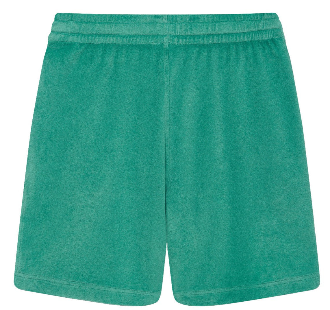 Love Brand & Co. Holmes Terry Short in plain teal with an elastic waistband, displayed against a white background.