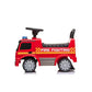 Freddo Mercedes Antos Foot-To-Floor Fire Truck Ride-On, featuring a red body with a black seat and steering wheel, labeled “Fire Fighting” on the side—perfect as a toddler fire truck, shown isolated on a white background.