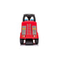Freddo Mercedes Antos Foot-To-Floor Fire Truck Ride-On for children, shown from the front, with a ladder design, steering wheel, and black wheels, isolated on a white background.