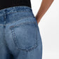 Person wearing Rag & Bone Miramar Sofie Ankle pants and a black textured top, shown from the back with one hand on their hip.
