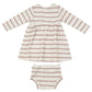 The Angel Dear Modal Rib French Stripe Misty Rose Simple Dress & Bloomer is the perfect addition to your baby's wardrobe.