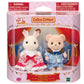 The Calico Critters 40th Anniversary Friends - Freya & Theo set is packaged with a special edition figure of Freya Chocolate Rabbit in an exclusive original red dress and Theo the beige bear in a blue outfit.