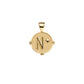 The Jane Win Letter Pendant Satellite Necklace Collection features a 14k gold pendant with a raised "N" and star on a round medallion, designed for personalization or to pair with a beaded satellite chain via its top loop.