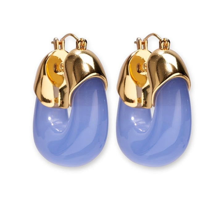Lizzie Fortunato Organic Mini Gold Hoops—glossy, gold-plated brass earrings—are shown on a white background.
