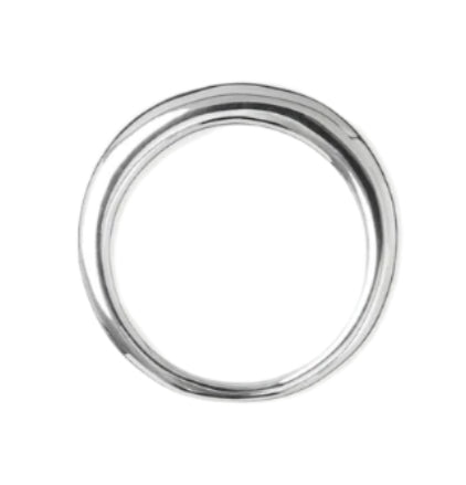 The Nanna Ring by Lie Studio is a smooth sterling silver ring featuring a subtle irregular bend near the top, displayed against a plain white background.