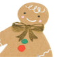 A festive addition to your Christmas party table, the Meri Meri Gingerbread Napkins feature a charming design of a smiling gingerbread figure adorned with a gold bow tie and colorful buttons, creating the perfect centerpiece.