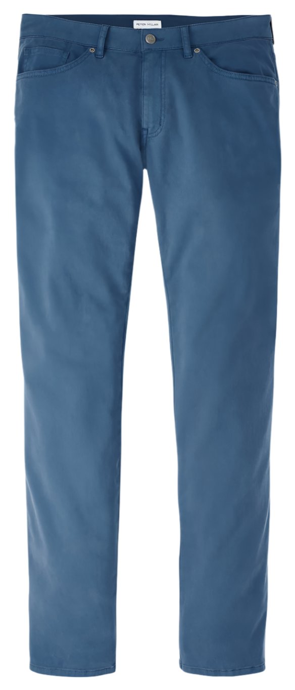 The Peter Millar Signature Sateen Five-Pocket Pant offers a straight fit with a five-pocket design and belt loops, enhanced by Peter Millar's superior stretch for optimal comfort.