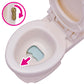 A close-up of the Calico Critters Toilet Seat with the lid open reveals a blue insert inside and a pink arrow highlighting it; an inset shows someone pulling the handle—making this fun potty seat perfect for encouraging toilet training.