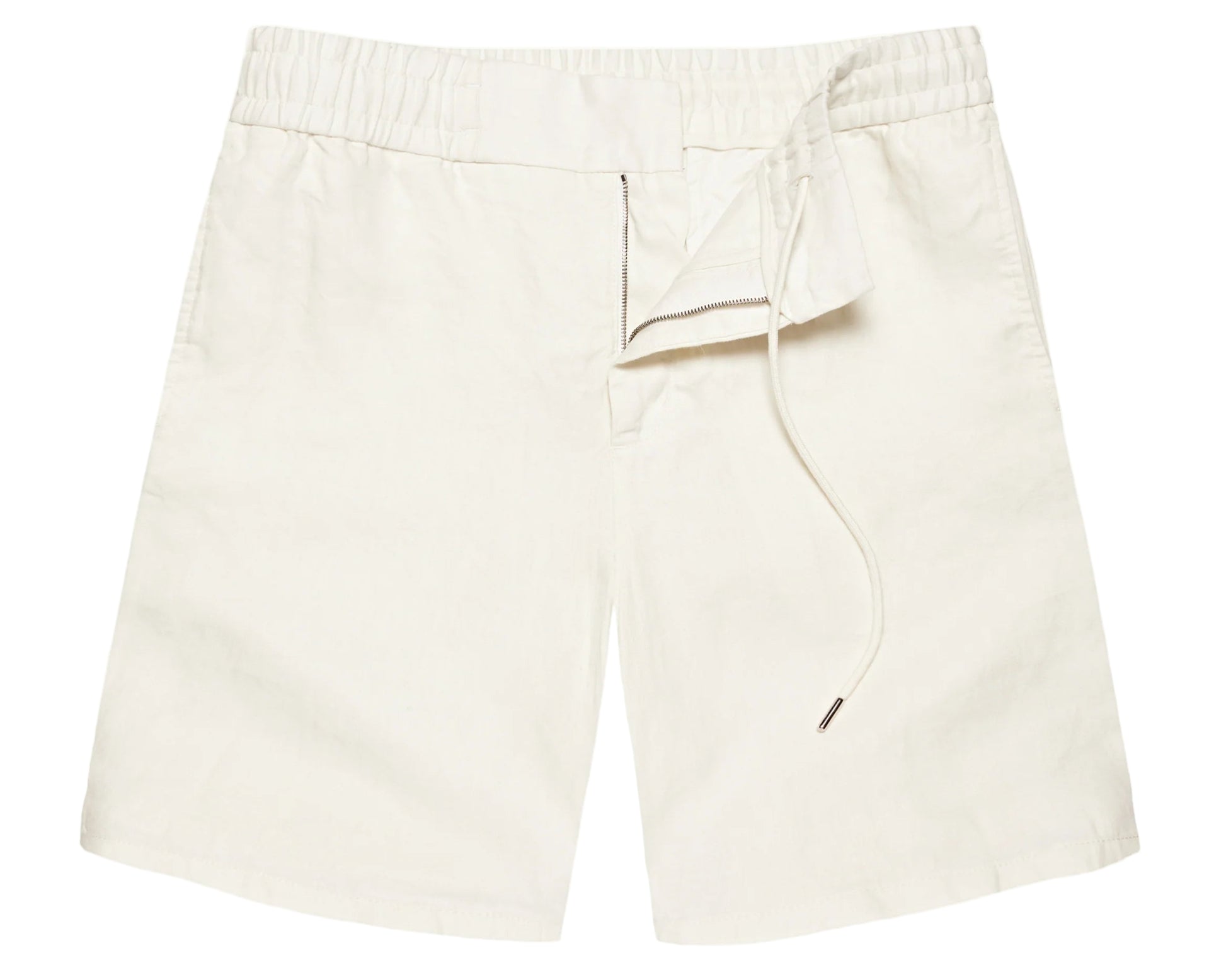 The Orlebar Brown Cornell Linen Short, made from Italian-woven linen with an elastic waistband, zip fly, and relaxed fit, is shown laid flat on a white background.