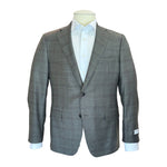 The Olive Cranberry Plaid Bennet Blazer by Samuelsohn is displayed with a white dress shirt on a headless mannequin against a white background, highlighting refined luxury menswear.