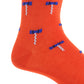 Close-up of Dapper Classics' Cork Screw Mid Calf Socks in Tigerlily Orange and Clematis Blue, showcasing a corkscrew pattern and linked-toe construction for durability.