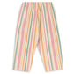 The Konges Slojd Baby Girls’ and Girls’ Frankie Pants are crafted from soft organic cotton twill, featuring vertical pastel stripes in pink, yellow, green, and white. These stylish pants have a tapered leg and an elastic waistband for a comfortable fit.