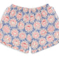 Baby girls’ and girls’ Kim Frill Shorts by Konges Slojd, featuring a light blue organic cotton fabric decorated with a pink and white cupcake print and finished with white frilled trim along the hem for breathable comfort all night long.