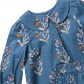 Pink Chicken Baby Girls’ Dawson 2-Piece Set: blue long-sleeve dress with Peter Pan collar and white, purple, and brown floral print.