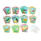 Go Shark Go! Playing Cards by Eeboo: a colorful set featuring marine animals organized by species and number, perfect for family games, with instruction cards included in the lower right corner.