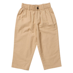 Tan Boys’ Jackson Pant with an elastic waist, button fly, and two front patch pockets.
