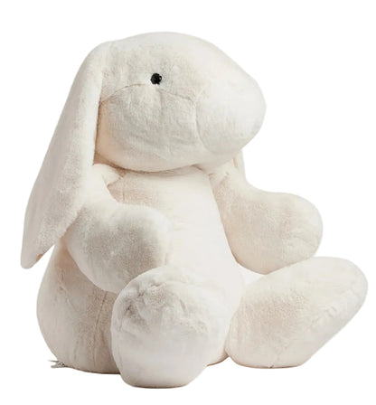 The XXL Signature Rabbit by Bonpoint is an extra large, white plush stuffed bunny featuring floppy ears, black eyes, and a round body. Sitting upright against a plain white background, it makes the perfect cuddly toy for all ages.