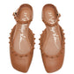 The 3.1 Phillip Lim ID Mary Jane Flat Leather Craft features brown leather flat shoes with ankle straps, decorative studs along the edges, and a sculpted toe design reminiscent of classic Mary Jane style.