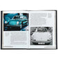 The Story Of Porsche Black Leather Book by Graphic Image features vintage car photos and text on Porsche's luxury history and race car models.