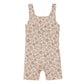 The Girls' Malibu Bodysuit by Rylee & Cru is a sleeveless one-piece with a square neckline and a wildflower print in beige, brown, and pink.