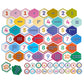 The Eeboo Numbers Hexagon Puzzle Pairs features a colorful hexagon puzzle with numbers 1-10 and matching dots, plus circular discs numbered 1-20, to help kids practice counting and simple math skills.