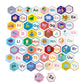 The Eeboo Alphabet Hexagon Pairing Puzzles features illustrated objects and animals representing each letter of the alphabet, arranged in six rows on a white background, making it an engaging tool for skill-building activities and learning to read.