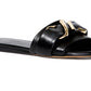 Proenza Schouler Monogram slide sandal with gold-tone hardware, made in Italy.