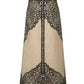 Johanna Ortiz Loose Horizon Ankle Skirt in tan, an A-line ankle-length linen design featuring a black geometric and floral border print.