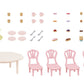 The Calico Critters Sweets Party Set is a charming miniature tea party set that includes a vibrant furniture set with a table and four pink chairs, plus plates, cups, utensils, a tiered tray, and an array of small pastries and treats arranged in rows—perfect for imaginative playtime and enhancing teatime adventures.