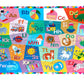 The Eeboo Learn the Alphabet 20 Piece Puzzle features colorful ABCs, each letter paired with a playful animal or object illustration, such as an astronaut for A, fish for F, and zebra for Z.