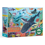 Discover the Eeboo Sharks & Friends 20pc Puzzle, an educational set adorned with vibrant illustrations of marine animals. Ideal for preschoolers ages 3 and up, this puzzle crafted from recycled materials is designed to entertain and educate young minds.